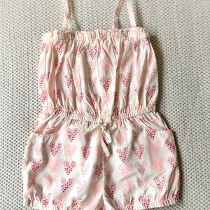 Gap Baby Pink Red Heart Romper Sz 3T